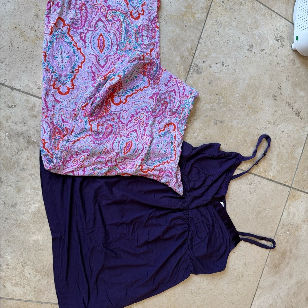 Soma Purple and Multicolor Sleepwear Set
